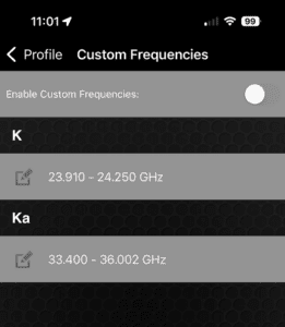 V1connection Custom Frequencies Off