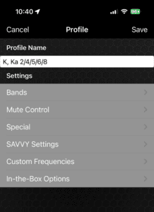 V1connection Profiles Settings